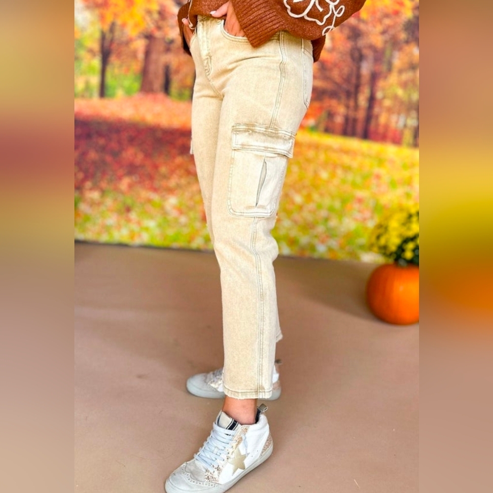 Vervet Tan High Rise Cargo Jeans